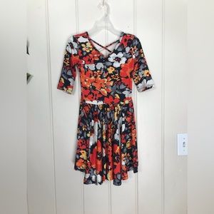 Girls Dot Dot Smile Bright Multicolor Round Neck Graphic Flower Floral Dress